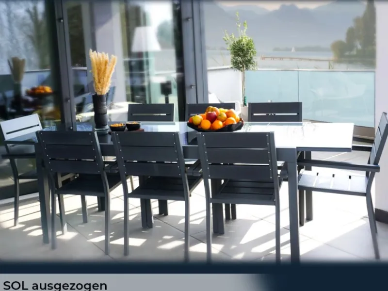 Gartentisch Sol Ausziehbar Glas Hellgrau 75 cm x 240 cm/180 cm x 90*Home Deluxe Clearance