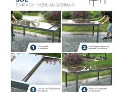 Gartentisch Sol Ausziehbar Glas Hellgrau 75 cm x 240 cm/180 cm x 90*Home Deluxe Clearance
