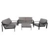 Home Deluxe Lounge-Gartenmöbel|Lounge-Set Rio XL 4-teilig Aluminium Schwarz-Hellgrau
