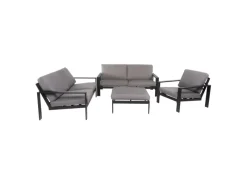 Home Deluxe Lounge-Gartenmöbel|Lounge-Set Rio XL 4-teilig Aluminium Schwarz-Hellgrau