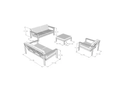 Home Deluxe Lounge-Gartenmöbel|Lounge-Set Rio XL 4-teilig Aluminium Schwarz-Hellgrau