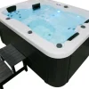 Home Deluxe Outdoor Whirlpools|Outdoor Whirlpool White Marble Plus Inkl. Treppe und Thermoabdeckung