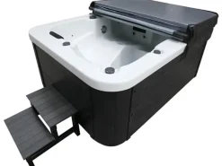 Home Deluxe Outdoor Whirlpools|Outdoor Whirlpool White Marble Plus Inkl. Treppe und Thermoabdeckung