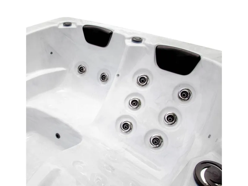 Home Deluxe Outdoor Whirlpools|Outdoor Whirlpool White Marble Plus Inkl. Treppe und Thermoabdeckung