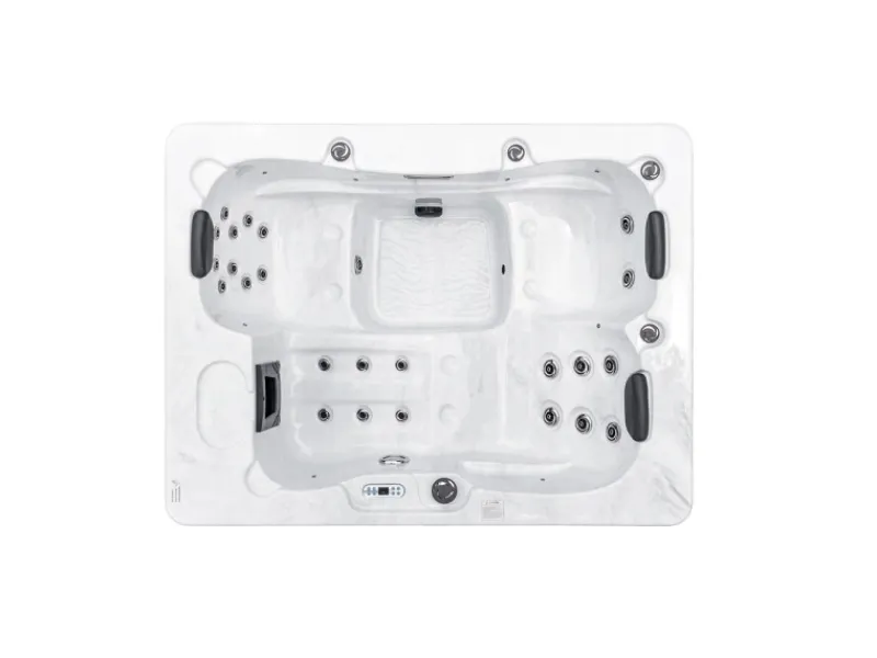 Home Deluxe Outdoor Whirlpools|Outdoor Whirlpool White Marble Plus Inkl. Treppe und Thermoabdeckung