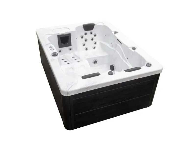 Home Deluxe Outdoor Whirlpools|Outdoor Whirlpool White Marble Plus Inkl. Treppe und Thermoabdeckung