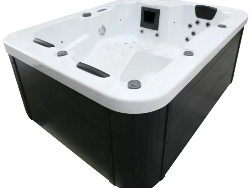 Home Deluxe Outdoor Whirlpools|Outdoor Whirlpool White Marble Plus Inkl. Treppe und Thermoabdeckung