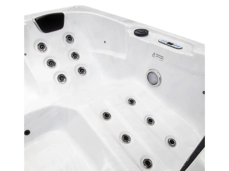 Home Deluxe Outdoor Whirlpools|Outdoor Whirlpool White Marble Plus Inkl. Treppe und Thermoabdeckung