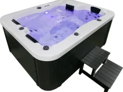 Home Deluxe Outdoor Whirlpools|Outdoor Whirlpool White Marble Plus Inkl. Treppe und Thermoabdeckung