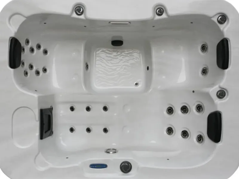 Home Deluxe Outdoor Whirlpools|Outdoor Whirlpool White Marble Plus Inkl. Treppe und Thermoabdeckung