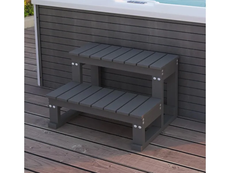 Whirlpool-Treppe Beach 62 cm x 54 cm x 40 cm Anthrazit*Home Deluxe New