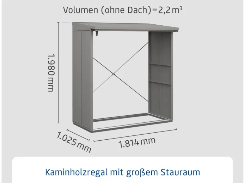 Hörmann Kaminholzregale|Kaminholzregal Elegant-V Typ 2 aus Metall RAL9007 aluminium