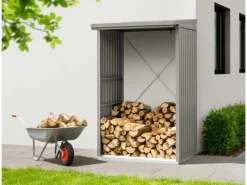 Kaminholzregal Trend-V Typ 1 aus Metall RAL9007 aluminium*Hörmann Best