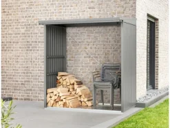 Hörmann Kaminholzregale|Kaminholzregal Trend-V Typ 2 aus Metall RAL9007 aluminium