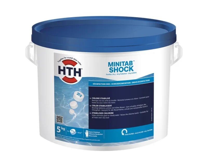 Poolpflege|HTH 5 kg MiniTab Shock 20 g Schnell Löslich Chlor Tabletten Desinfektion