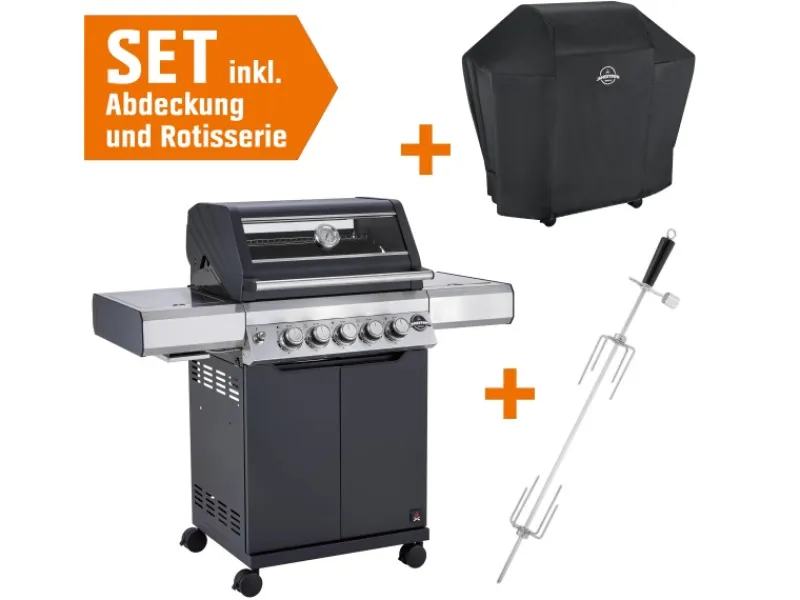 Jamestown-Grill Gasgrills|Jamestown 3-Brenner Gasgrill Knox inkl. Abdeckung + Rotisserie