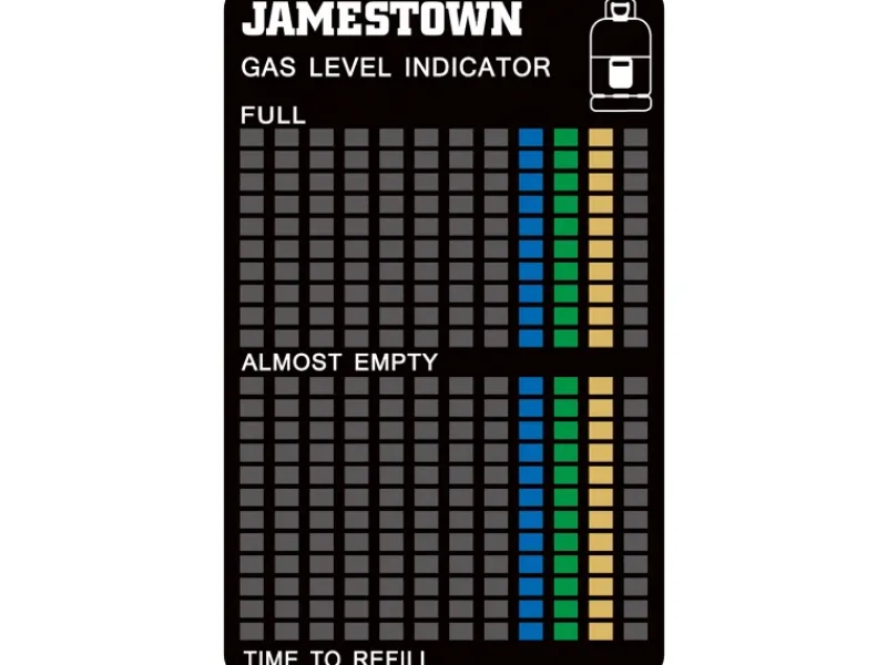 Jamestown-Grill Campingzubehör|Grillzubehör|Jamestown Gasfüllstandsanzeige 10 cm x 6,4 cm