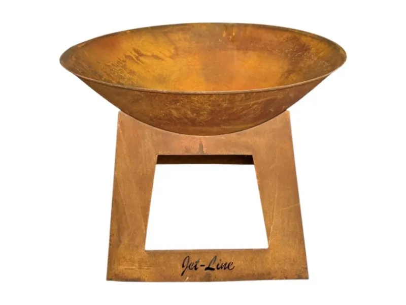 Jet-Line Feuerschalen|Feuersäule mit Feuerschale Fargo in Rostoptik 60 x 71 x 71 cm