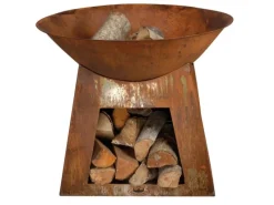 Jet-Line Feuerschalen|Feuersäule mit Feuerschale Fargo in Rostoptik 60 x 71 x 71 cm