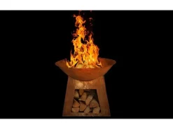 Jet-Line Feuerschalen|Feuersäule mit Feuerschale Fargo in Rostoptik 60 x 71 x 71 cm