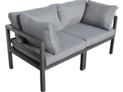 Jet-Line Lounge-Gartenmöbel|Garten Sofa Rhodos 2-Sitzer in Anthrazit-Grau mit Aluminiumrahmen