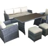 Jet-Line Lounge-Gartenmöbel|Rattan Gartenmöbel Lounge-Set Havanna in Grau 7-teilig