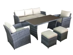 Jet-Line Lounge-Gartenmöbel|Rattan Gartenmöbel Lounge-Set Havanna in Grau 7-teilig