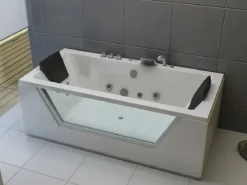 Whirlwanne Lugano in Weiß mit Sichtfenster Heizung und Unterwasserbeleuchtung*Jet-Line Best