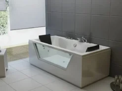 Whirlwanne Lugano in Weiß mit Sichtfenster Heizung und Unterwasserbeleuchtung*Jet-Line Best