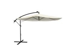 Ampelschirm Brazil Ø 3,0m mit LED, Kurbel und Standfuß in Dunkelgrau und Creme*Juskys Hot