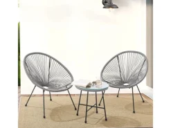 Balkonmöbel Set Ostana 3 Teilig mit Tisch und 2 Sesseln*Juskys Hot