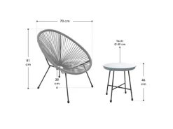 Balkonmöbel Set Ostana 3 Teilig mit Tisch und 2 Sesseln*Juskys Hot