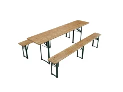 Juskys Bierzeltgarnituren|Bierzeltgarnitur Passau 3 teilig klappbar mit lackiertem Tannenholz 220 cm