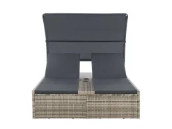 Juskys Sonnenliegen|Doppelsonnenliege Syros mit Dach Grau Meliert