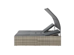 Juskys Sonnenliegen|Doppelsonnenliege Syros mit Dach Grau Meliert