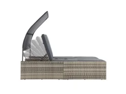 Juskys Sonnenliegen|Doppelsonnenliege Syros mit Dach Grau Meliert