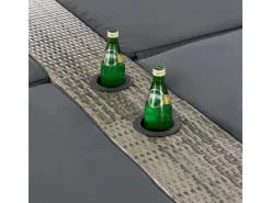 Juskys Sonnenliegen|Doppelsonnenliege Syros mit Dach Grau Meliert