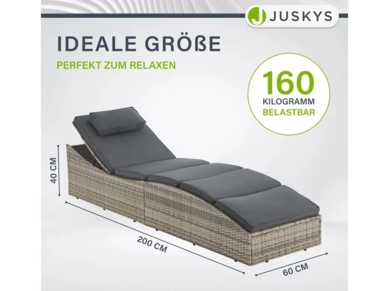 Juskys Sonnenliegen|Faltbare Sonnenliege Lamia Grau Meliert