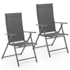 Juskys Gartenstühle|Gartenstuhl Campingstuhl Calena 2er Set Klappbar Verstellbar Anthrazit