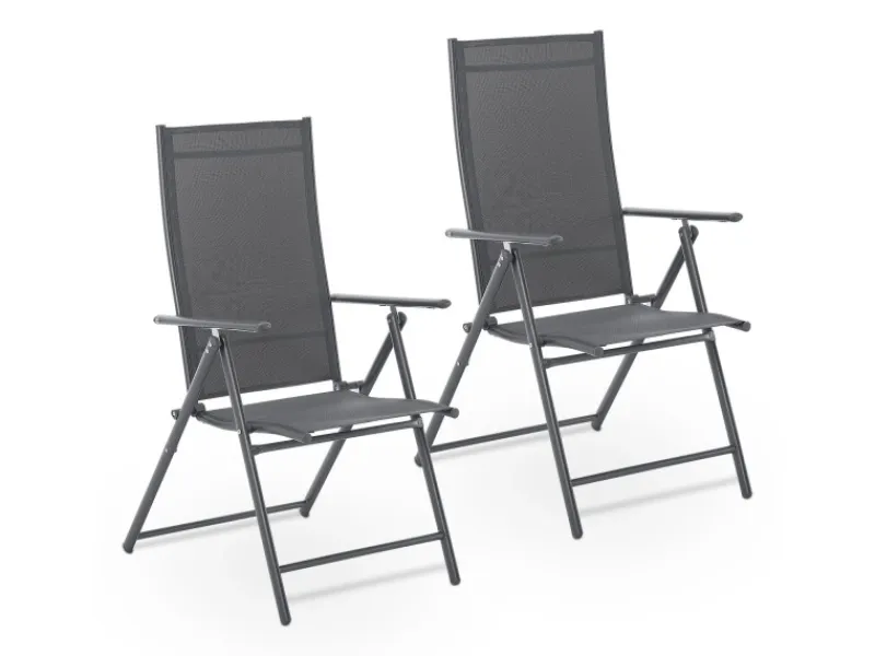 Juskys Gartenstühle|Gartenstuhl Campingstuhl Calena 2er Set Klappbar Verstellbar Anthrazit