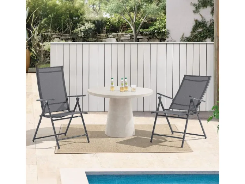 Juskys Gartenstühle|Gartenstuhl Campingstuhl Calena 2er Set Klappbar Verstellbar Anthrazit