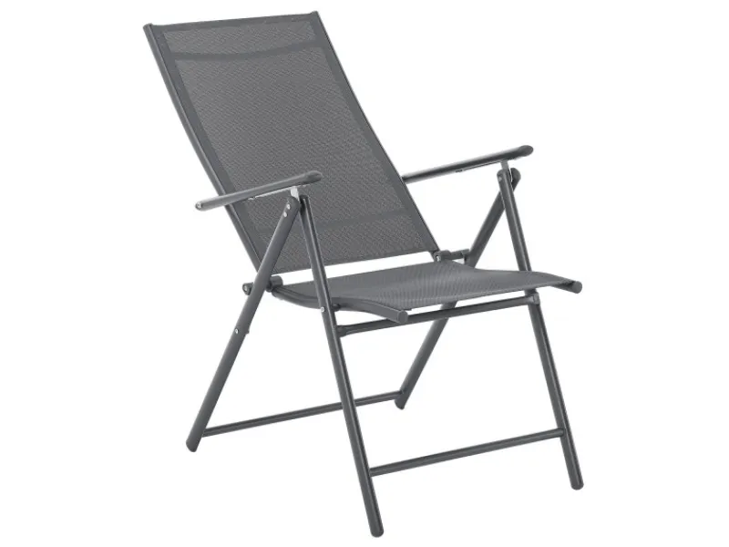 Juskys Gartenstühle|Gartenstuhl Campingstuhl Calena 2er Set Klappbar Verstellbar Anthrazit