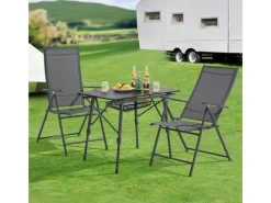 Juskys Gartenstühle|Gartenstuhl Campingstuhl Calena 2er Set Klappbar Verstellbar Anthrazit