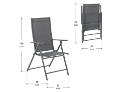 Juskys Gartenstühle|Gartenstuhl Campingstuhl Calena 2er Set Klappbar Verstellbar Anthrazit