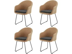 Juskys Gartenstühle|Gartenstuhl Cody 4er Set mit Beinen aus Eisen