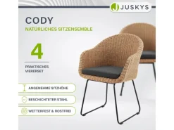 Juskys Gartenstühle|Gartenstuhl Cody 4er Set mit Beinen aus Eisen