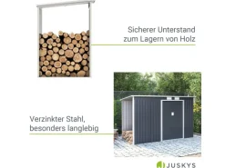 Juskys Kaminholzregale|Holzunterstand für Metall Geräteschuppen M Links