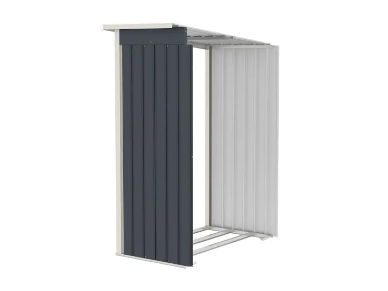 Juskys Kaminholzregale|Holzunterstand für Metall Geräteschuppen M Links