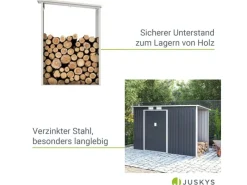 Juskys Kaminholzregale|Holzunterstand für Metall Geräteschuppen M Rechts