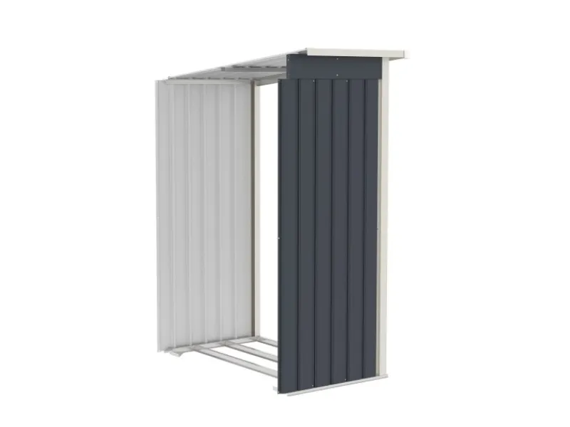 Juskys Kaminholzregale|Holzunterstand für Metall Geräteschuppen M Rechts